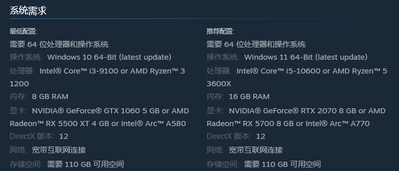 NBA 2K26官方公布的系统配置要求
