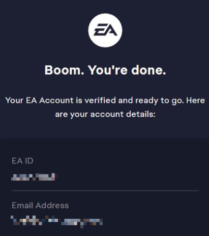 EA账号注册成功