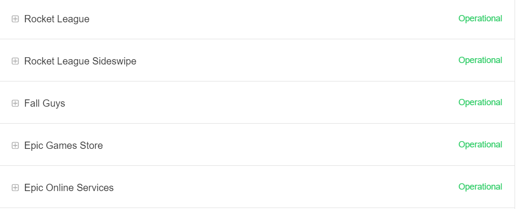 EPIC服务器状态页面