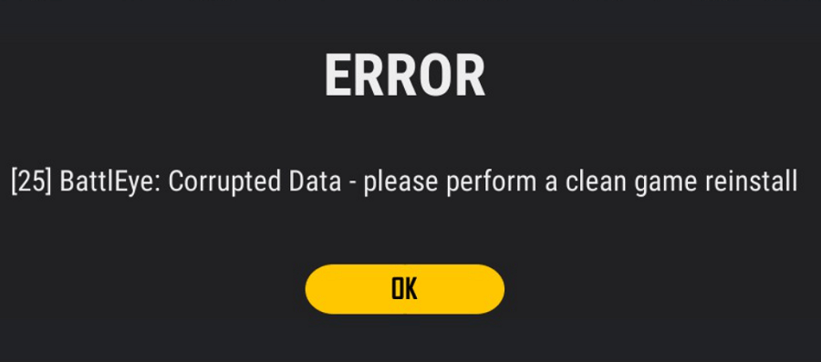 pubg BattlEye Corrupted Data报错