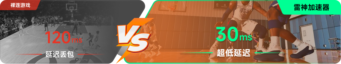 使用雷神加速器前后，nba 2k26游戏内延迟对比