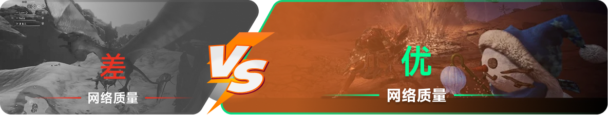 使用雷神加速器前后，游戏内网络质量对比