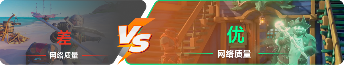 使用雷神加速器前后，游戏内网络质量对比