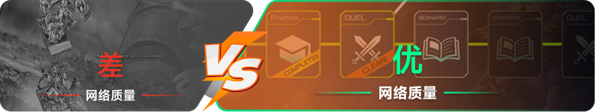 使用雷神加速器前后，游戏内网络质量对比