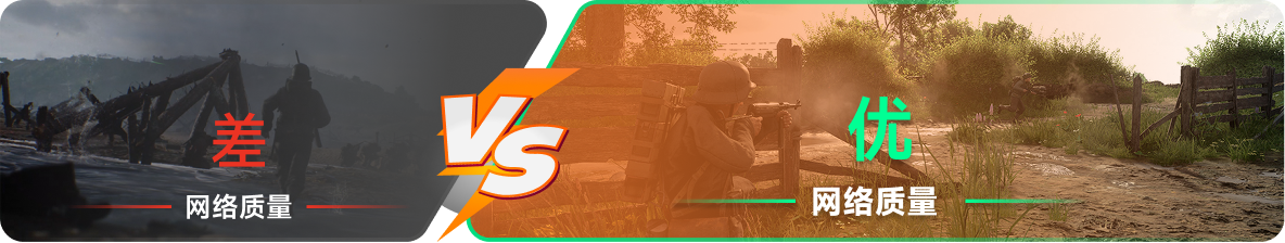 使用雷神加速器前后，游戏内网络质量对比