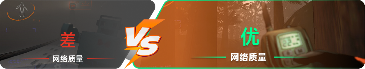 使用雷神加速器前后，游戏内网络质量对比