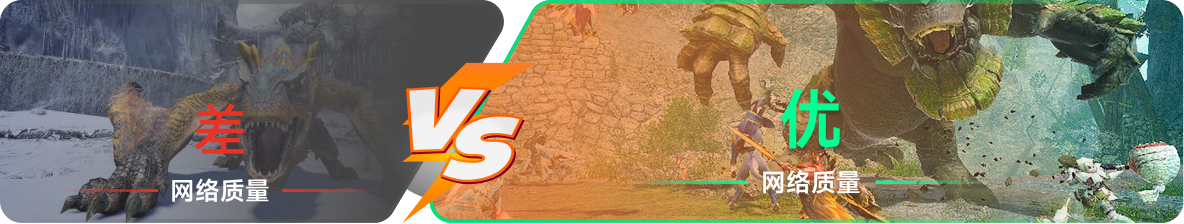 使用雷神加速器前后，游戏内网络质量对比