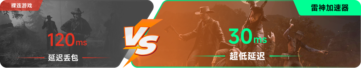 使用雷神加速器前后，游戏内延迟高低对比