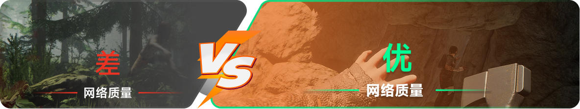 使用雷神加速器前后，游戏内网络质量对比