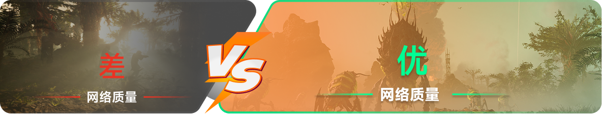 使用雷神加速器前后，游戏内网络质量对比