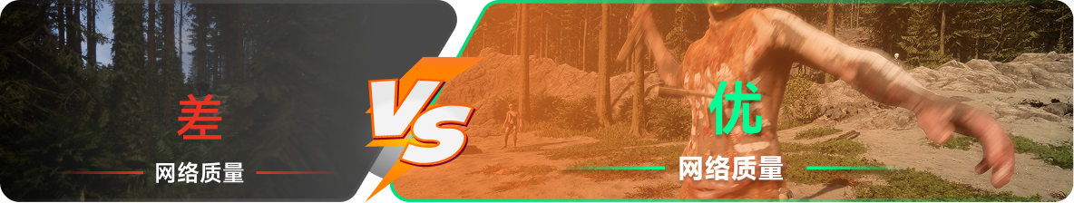 使用雷神加速器前后，游戏内网络质量对比