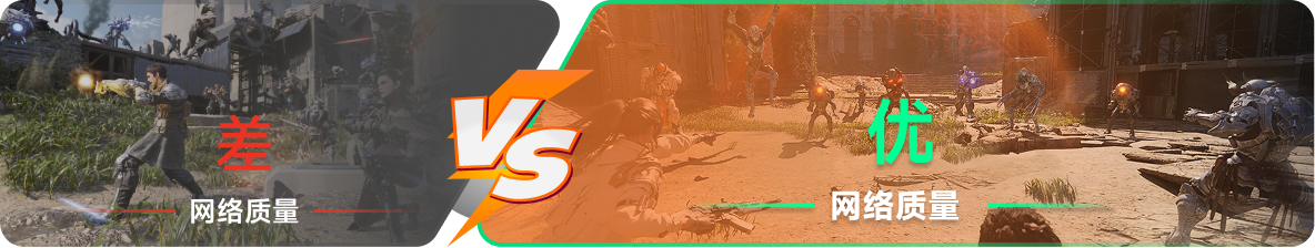 使用雷神加速器前后，游戏内网络质量对比