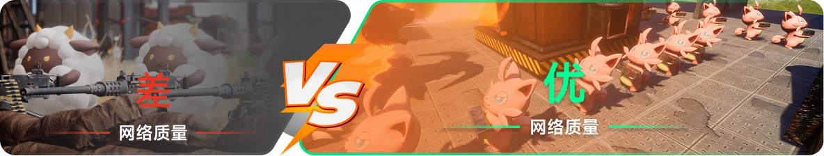 使用雷神加速器前后，游戏内网络质量对比