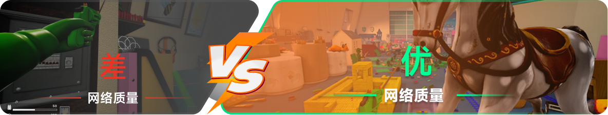 使用雷神加速器前后，游戏内网络质量对比