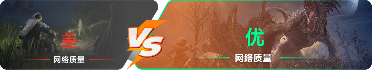 使用雷神加速器前后，游戏内网络质量对比
