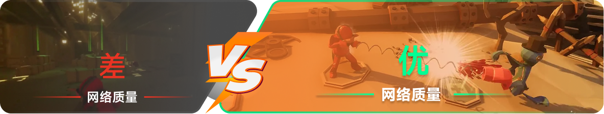 使用雷神加速器前后，游戏内网络质量对比