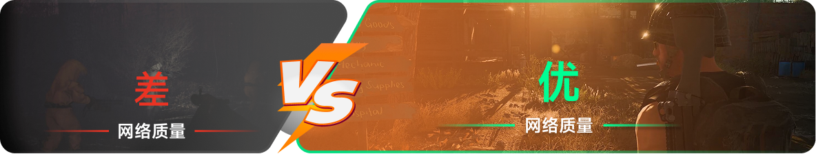 使用雷神加速器前后，游戏内网络质量对比