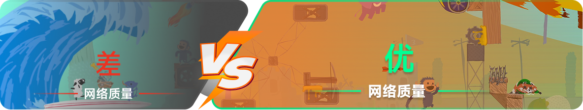 使用雷神加速器前后，游戏内网络质量对比