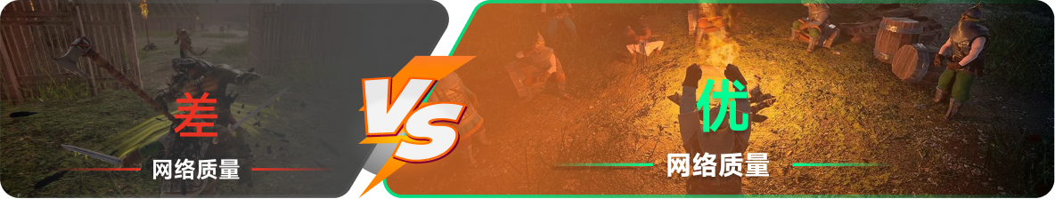 使用雷神加速器前后，游戏内网络质量对比