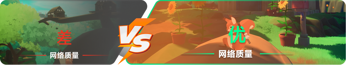 使用雷神加速器前后，游戏内网络质量对比