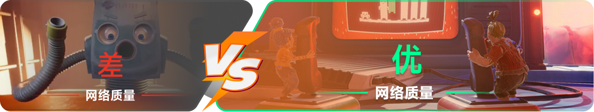 使用雷神加速器前后，游戏内网络质量对比