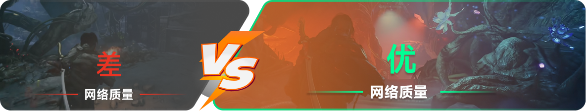 使用雷神加速器前后，游戏内网络质量对比