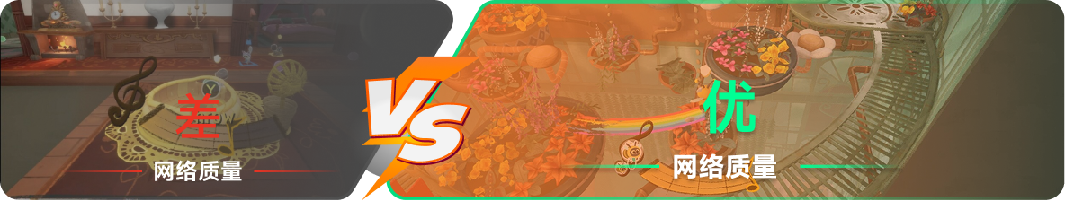 使用雷神加速器前后，游戏内网络质量对比