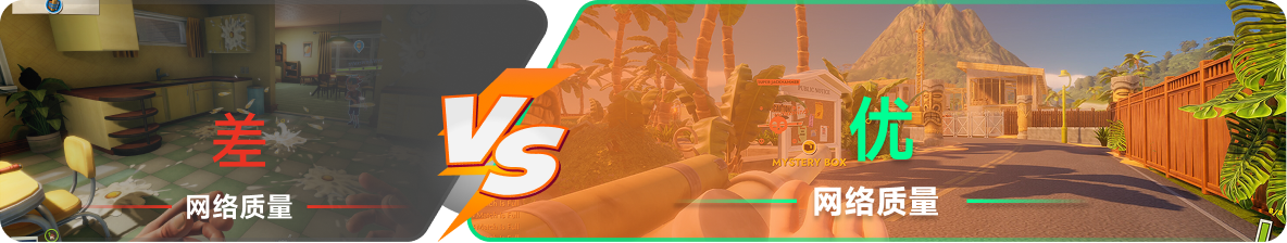 使用雷神加速器前后，游戏内网络质量对比