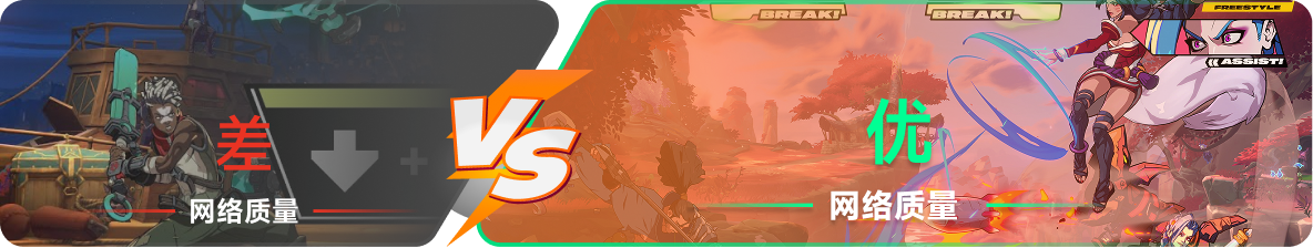 使用雷神加速器前后，游戏内网络质量对比