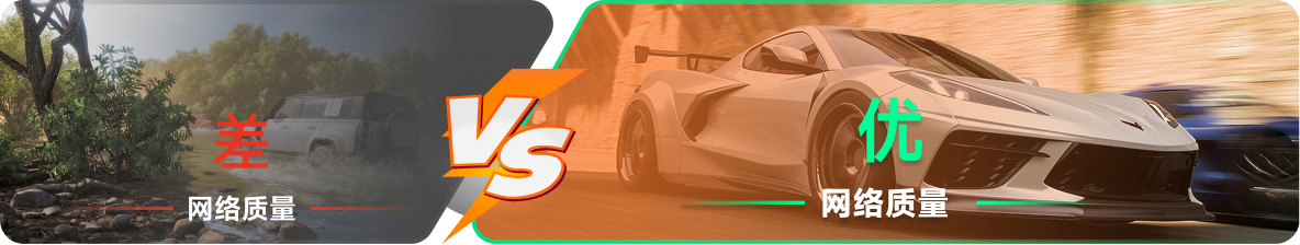 使用雷神加速器前后，游戏内网络质量对比