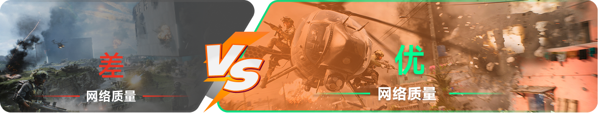 使用雷神加速器前后，游戏内网络质量对比