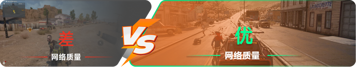 使用雷神加速器前后，游戏内网络质量对比
