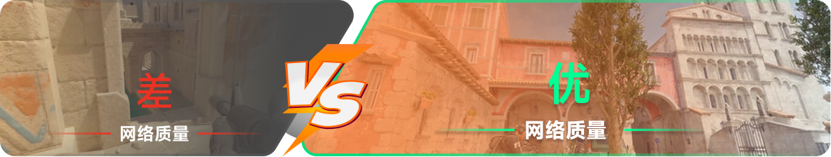 使用雷神加速器前后，游戏内网络质量对比