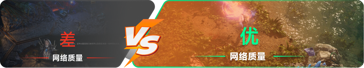 使用雷神加速器前后，游戏内网络质量对比