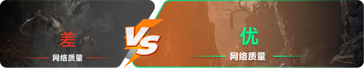 使用雷神加速器前后，游戏内网络质量对比