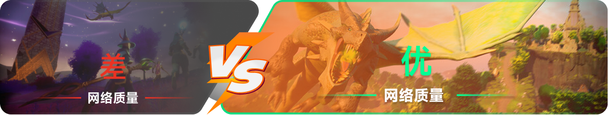使用雷神加速器前后，游戏内网络质量对比