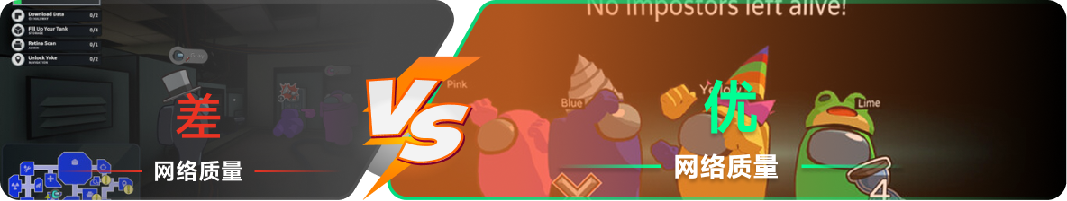 使用雷神加速器前后，游戏内网络质量对比