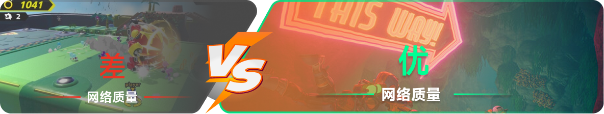 使用雷神加速器前后，游戏内网络质量对比