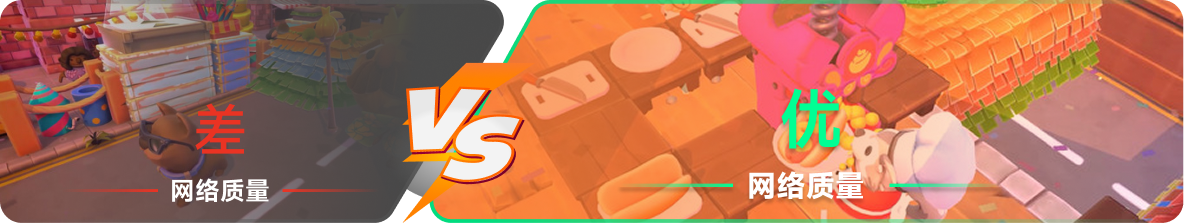 使用雷神加速器前后，游戏内网络质量对比