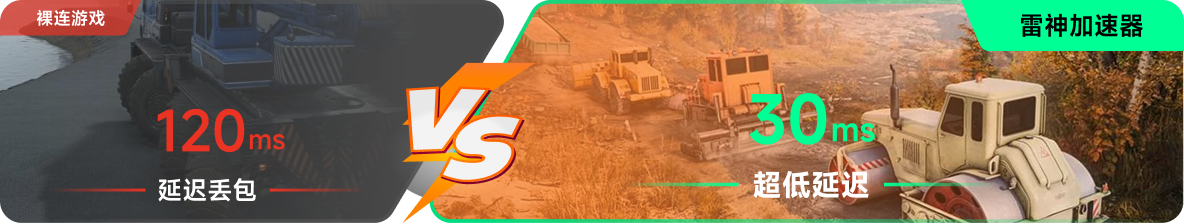 使用雷神加速器前后，游戏内延迟高低对比