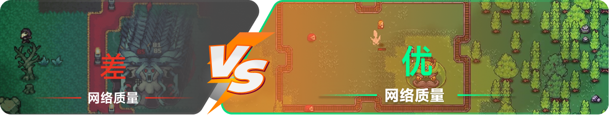 使用雷神加速器前后，游戏内网络质量对比