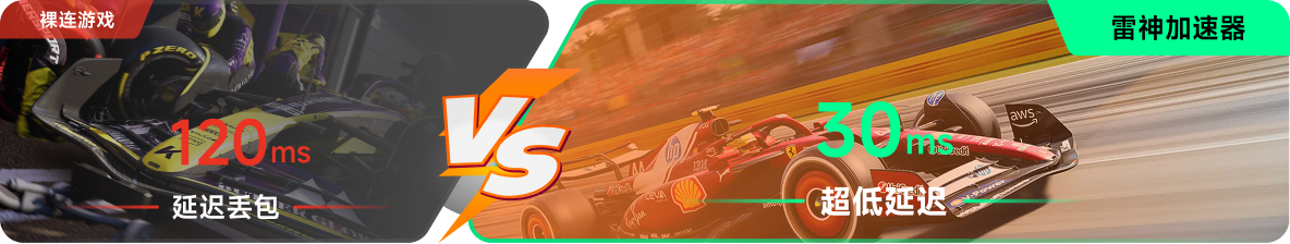 使用雷神加速器前后，游戏内延迟高低对比