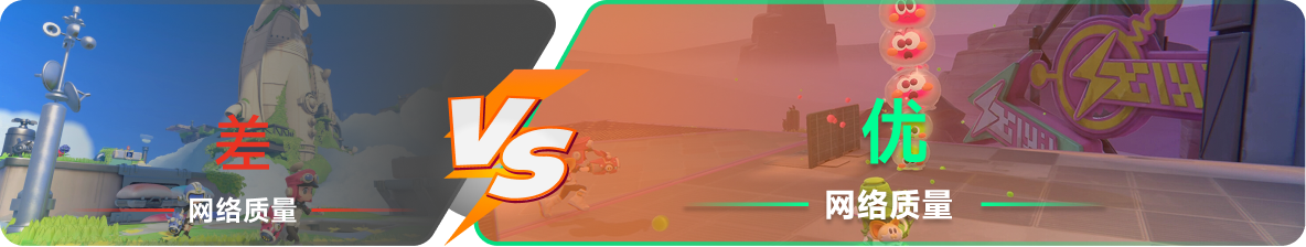 使用雷神加速器前后，游戏内网络质量对比