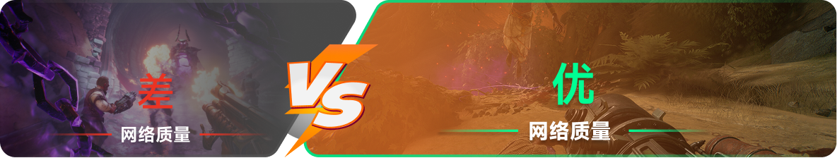 使用雷神加速器前后，游戏内网络质量对比