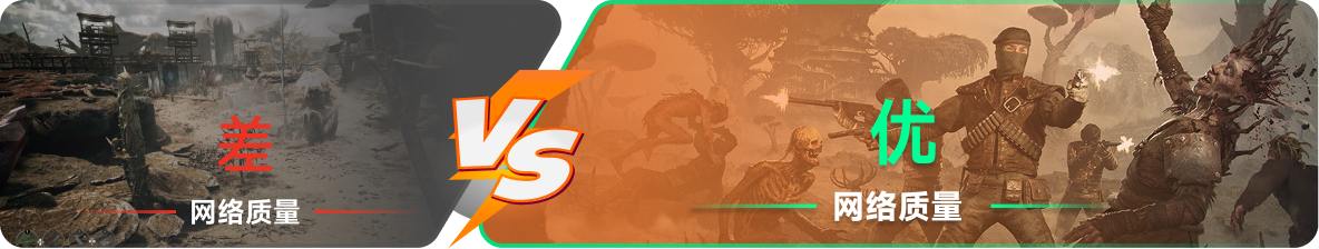 使用雷神加速器前后，游戏内网络质量对比