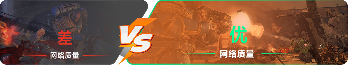 使用雷神加速器前后，游戏内网络质量对比