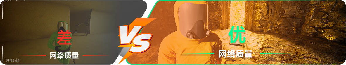 使用雷神加速器前后，游戏内网络质量对比