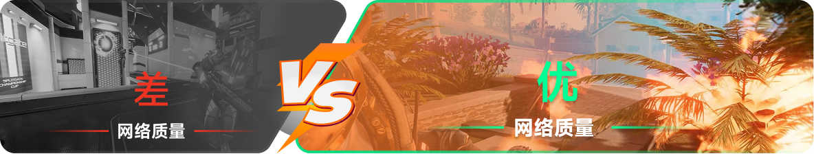 使用雷神加速器前后，游戏内网络质量对比