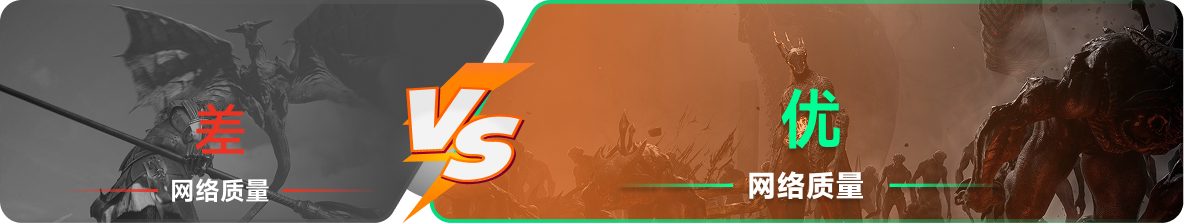 使用雷神加速器前后，游戏内网络质量对比