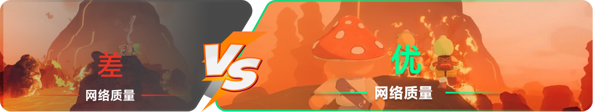 使用雷神加速器前后，游戏内网络质量对比